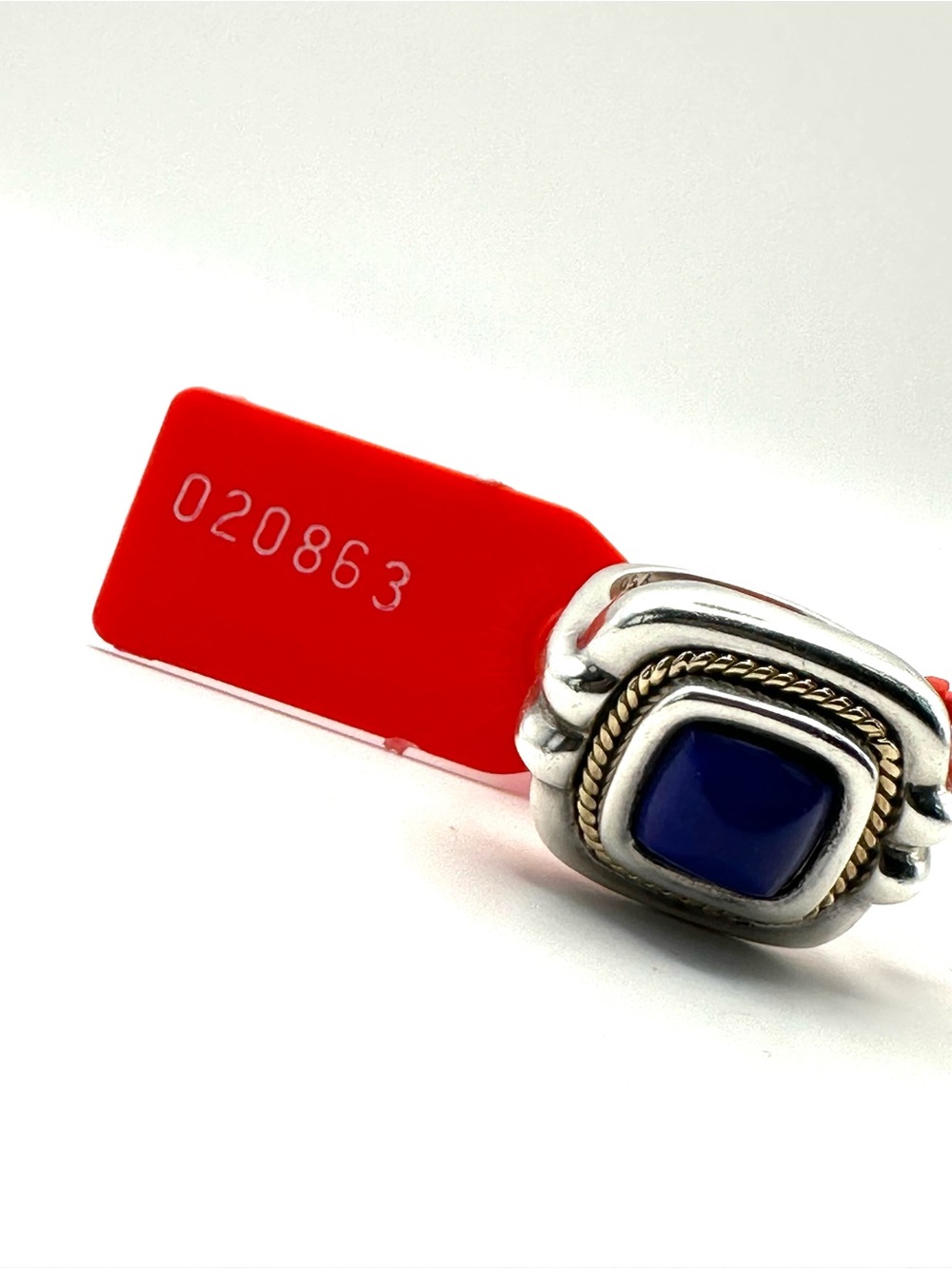 Tiffany & Co VINTAGE Sterling Silver & 18 Kt Gold Lapis Lazuli Rope Ring Sz 7.5 - Picture 14 of 14
